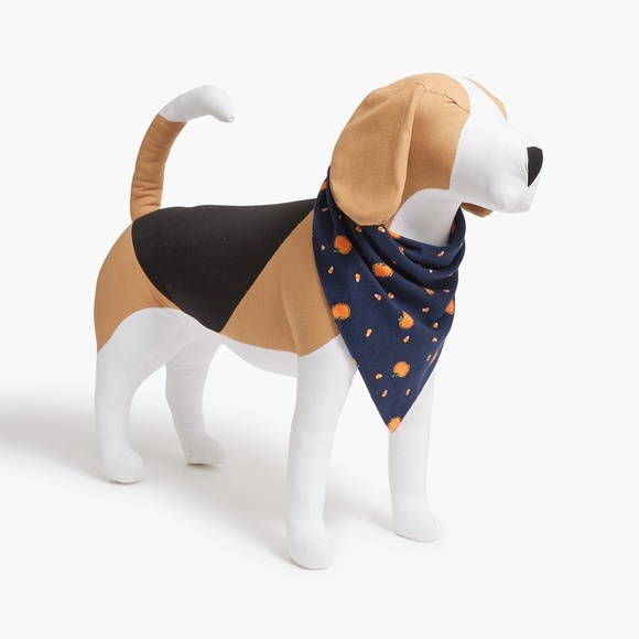 New JCREW Size S / M Crewmutts Dog Bandana Set of 2 Plaid and Pumpkins $29 BU459 - Picture 2 of 5